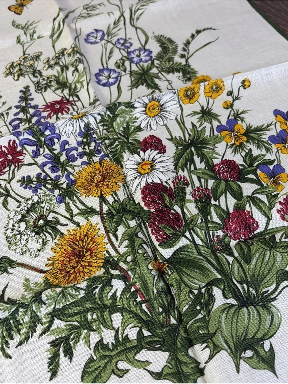 Vintage Kreier 100% Linen Tea Towel Swiss Table Wall Hanging Wildflowers Floral